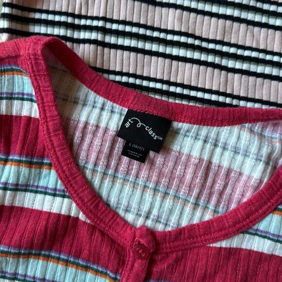 H&M, Art Class Striped Ribbed Short Sleeve Tops Shirts Size Large 10/12 - Picture 4 of 5